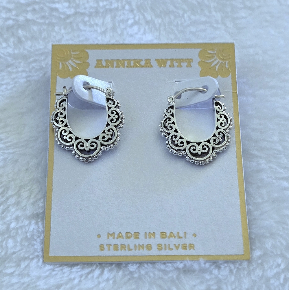 Annika Witt Small Sterling Silver🤍 Bali🇲🇨 Tribal Earrings - Picture 8 of 16